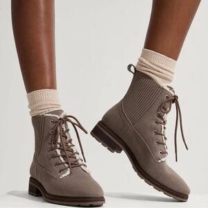 Rothy's The Cozy Laced Lug Boot In Sparrow Brown Size 8.5 NWOB